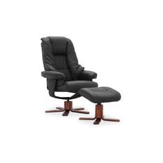 Snurrfåtölj Comfy med Fotpall - Svart|Läder|PVC Skinnfåtölj & läderfåtölj Svart Scandinavian Choice