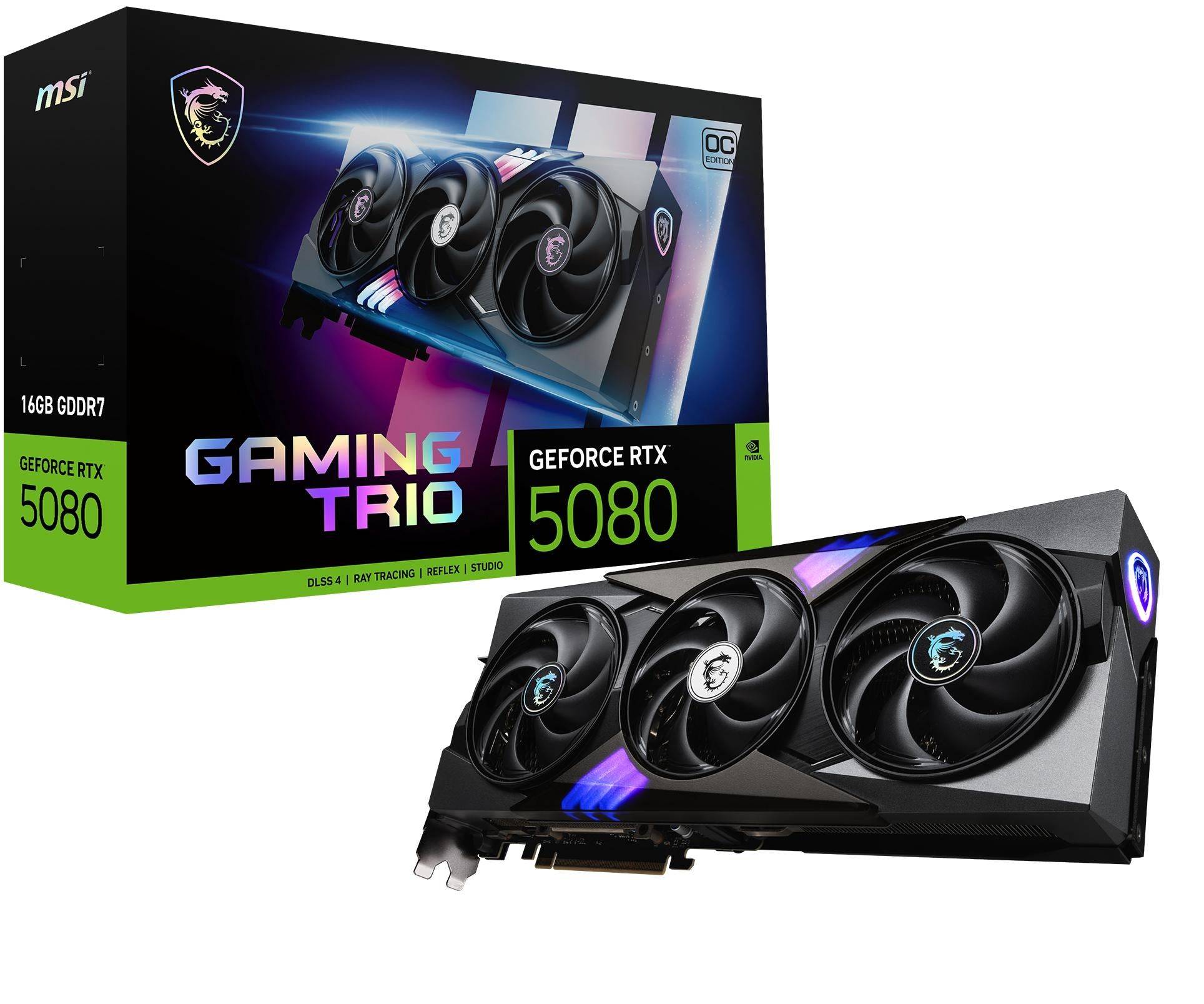 MSI GeForce RTX 5080 16G GAMING TRIO OC Grafikkort - Forventet levering: 8 hverdage