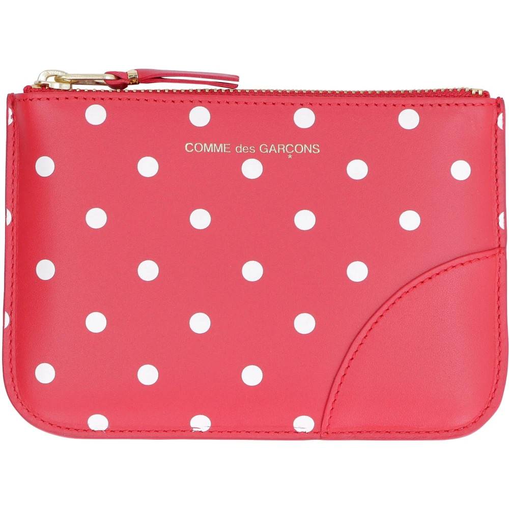 Comme des Garçons Logo Detail Flat Leather Pouch - Accessories - Dame - Rød - ONE SIZE - Uld