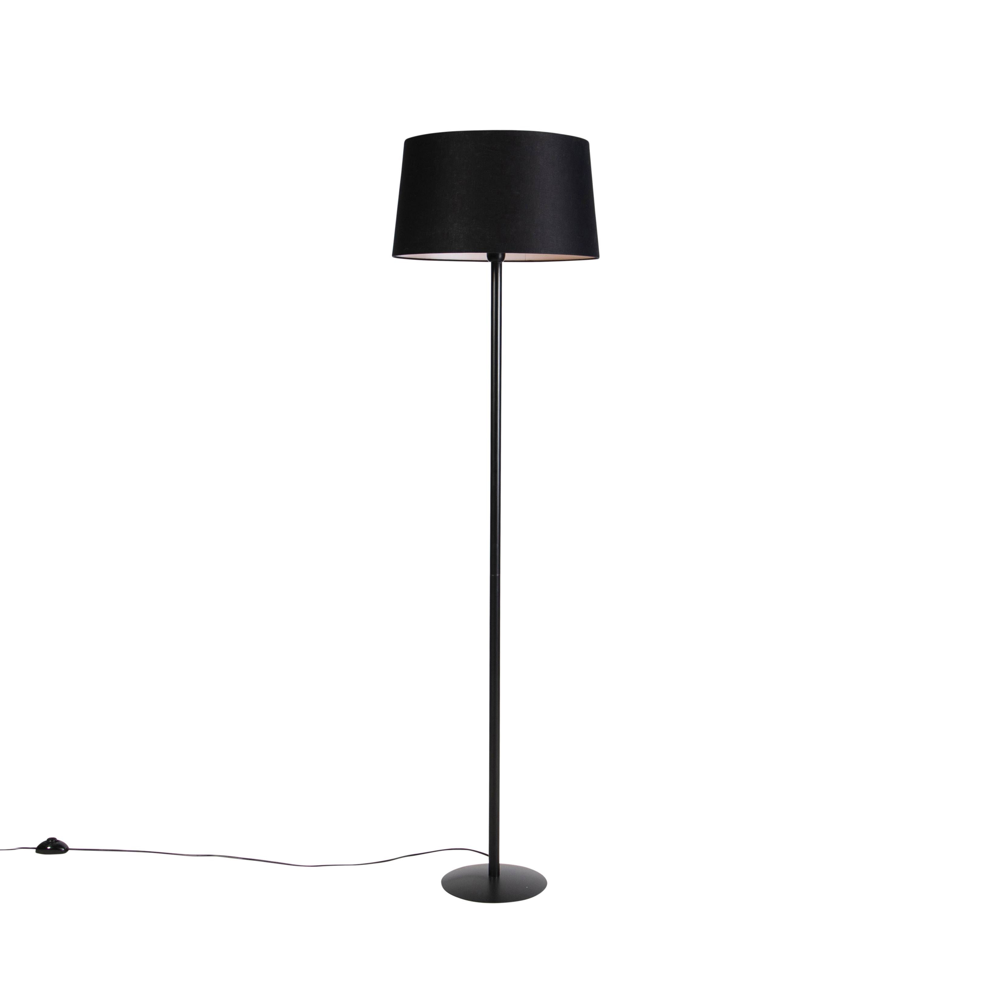 Gulvlampe sort med linnedskærm sort 45 cm - Simplo
