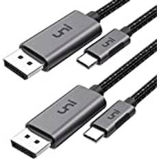 2-pack USB C till DisplayPort-kabel, 1,8 m 4K @60Hz, 2K @165Hz DP-kabel, Thunderbolt till DisplayPort-kabel, MST Daisy kedja, kompatibel med MacBook Pro/Air, M1, iPad Pro, XPS 15/13, Surface Book 2