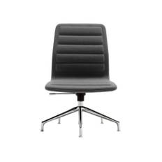 Cappellini - Lotus Low Chair Armrest, 5-spoke CastSwivelingBase, 5 Wheels,FixedCoverLeather Cat. G2, PelleSoft 2005, Base Finish 407 Polish Chrome, Anthracite (RAL 7021) Casters - Skrivbordsstolar - Jasper Morrison - Beige