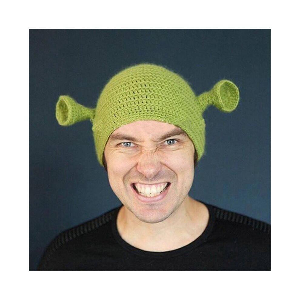 Shrek Hats with Ears, Adult Cosplay Prop Halloween Party, Green Beanie Hat Gifts