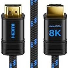 deleyCON 5m 8K HDMI 2.1-Kabel (48G, ULTRA Highspeed) 8K@60Hz 4K@120Hz 2K@144Hz/165Hz EARC HDCP 2.3/2.2 - Kompatibel med DTS:X Dynamic HDR Dolby Atmos TV PS5 Xbox Soundbar Monitor
