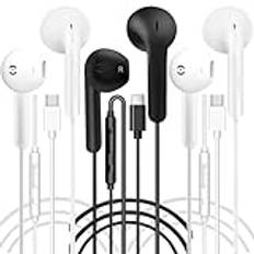 3-pack USB C-hörlurar trådbundna hörlurar USB C hörlurar typ C hörlurar i öronproppar trådbundna med mikrofon och volymkontroll för Phone 15 Plus Samsung Galaxy S23 S22 S21 FE iPad Pro Huawei Google