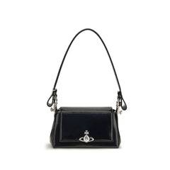 Vivienne Westwood Hazel Calfskin Leather Shoulder Bag — Black