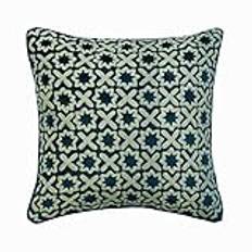 The HomeCentric Decorative Blue 20"x20" (paket med 2, 50x50 cm (20"x20") Slängkuddar för soffa, sammetsgitter & spaljé, Boucle Broderi Kuddfodral, geometriskt mönster Art Deco