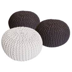 POUF SET 3 stycken Ø 55 cm Knittande grovt stickat utseende