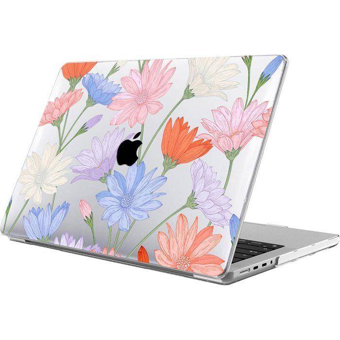 Fodral för MacBook Air 15 tum M5 M4 M3 M2 2026 2025 2024 2023, Lätt Hårt Skydd Halkfritt Mönster med Blommor rosa