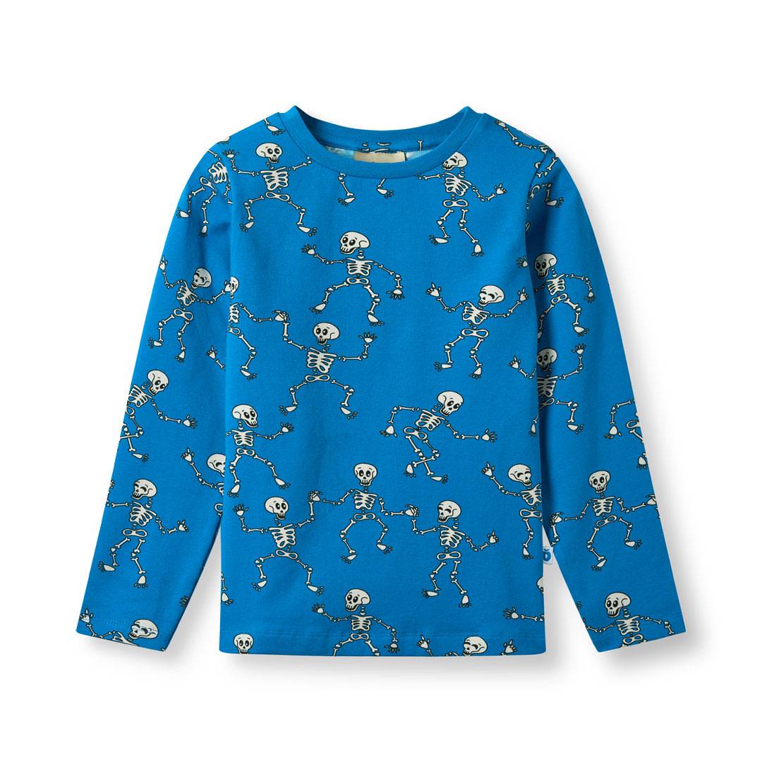 Gala langærmet bluse med skeletter - Brilliant blue / 7-8