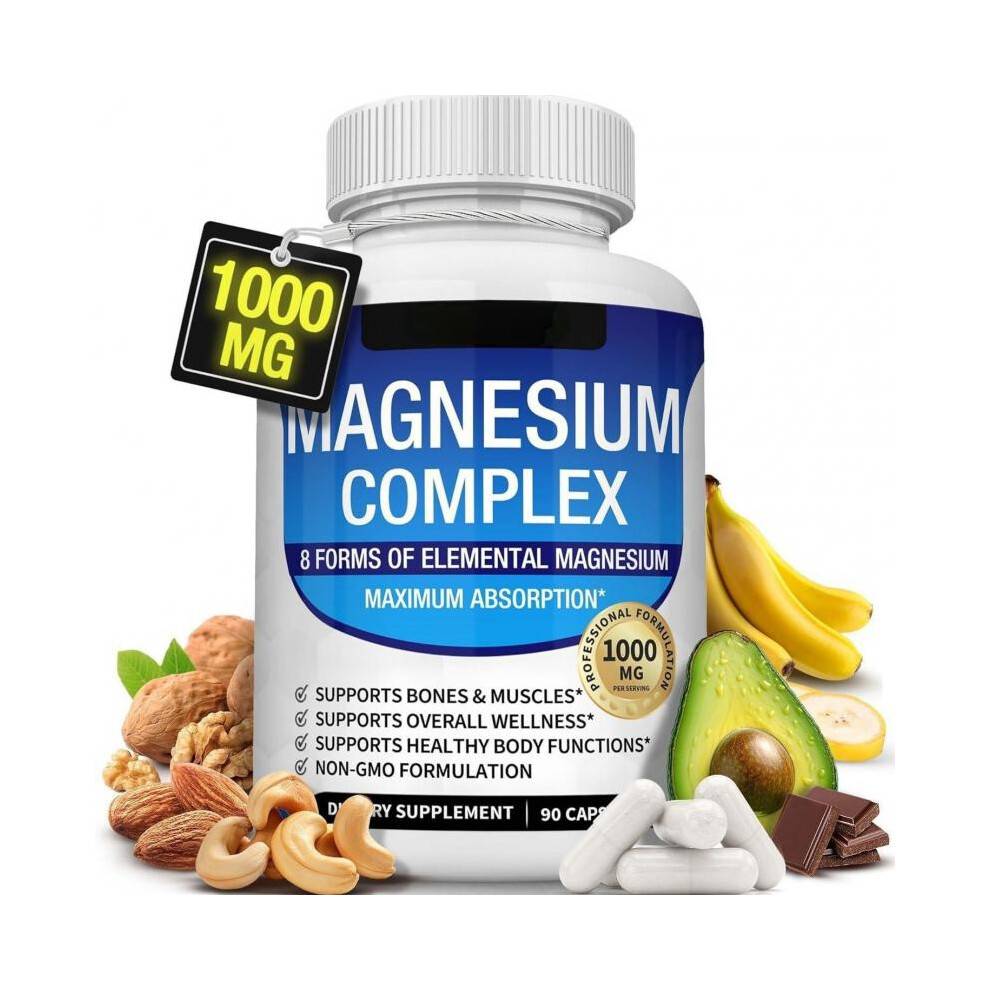 Magnesium Glycinate Malate Complex Capsules High Absorption Magnesium Supplement Muscle Relaxation Sleep Support for Adults OEM 60 Count