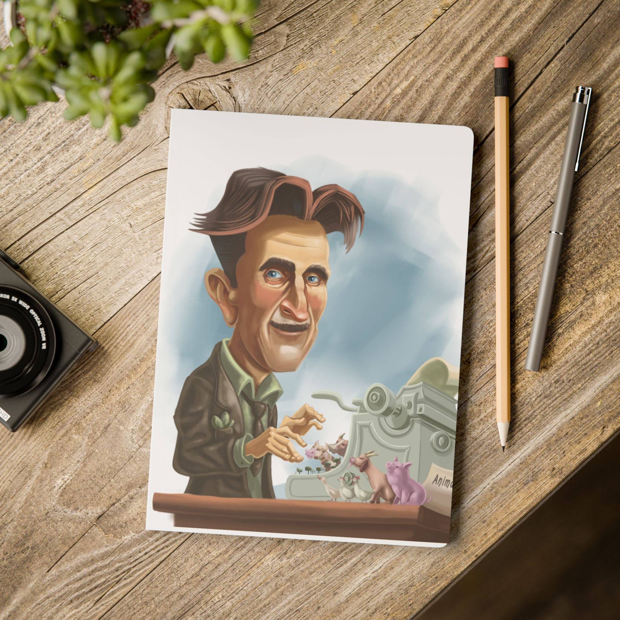 George Orwell Softcover Journal — Illustrated Retro Portrait Notebook for Writers & Gifts - 100 pages (50 sheets) / Ruled line / 5.75" x 8"