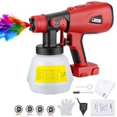 Hipoke Trådlös färgspruta kompatibel med Milwaukee M18 18 V litiumbatteri, HVLP färgsprutpistol för staket, däck, vägg, tak, hemmöbler