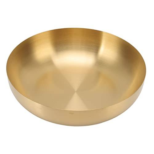 Fyearfly Stor salladsskål rostfritt stål blandningsskål, 24 cm guld fruktskål stor serveringsskål ramen nudelskål salladsblandningsskål förtjockad rostfri skål för soppbakning