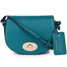 &apos;Borsa della Moda&apos; Real Leather Saddle Crossbody Bag: 63753 Deep Lake