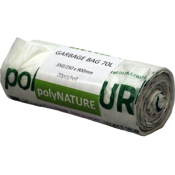 Sopsäck Polynature 70L vit 20st/rulle
