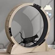 Stort Katthjul Cat Exercise Wheel 85/100/120cm, Naturlig Massivt Trä Säkerhet Katt Löpband för Innekatter, Katter Träningshjul Leksaker med Lås & Minimerad Spaltdesign (Size : Diameter 85cm)