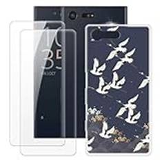 MILEGOO Sony Xperia X Compact Case + 2 st skärmskydd härdat glas, stötsäkert stötsäkert mjukt TPU-fodral i silikon för Sony Xperia X Compact (4,6 tum)