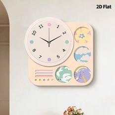 1 st platt 2D skandinavisk väggklocka tyst svepande rörelse ramlös modern design ultratunn nordisk stil heminredning för vardagsrum sovrum café kontor - Multifärgad (Multi-size)
