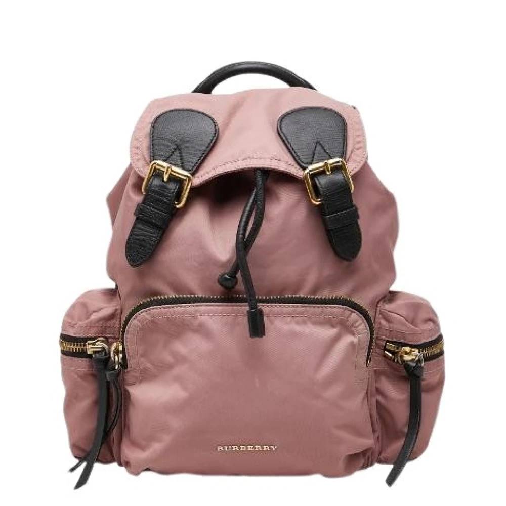 Burberry Vintage Pre-owned Nylon Leather Backpack - Vintage - Dame - Lyserød - ONE SIZE - Nylon