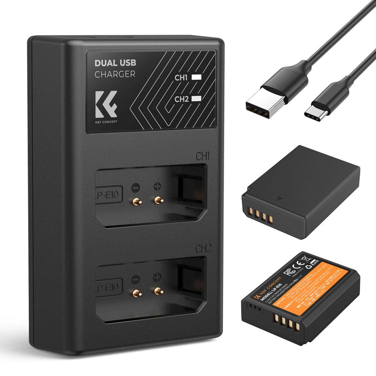 KENTFAITH LP-E10 Battery and Charger Set with Dual Slot Charger for Canon EOS 1100D, 1300D, 1500D, 1200D, X50