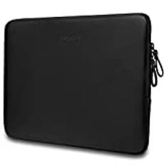 MOSISO Laptopfodral Kompatibel med 13-13,3 Tum MacBook Pro, MacBook Air, Notebook Computer, PU Läder Vadderad Väska Vattentätt Fodral, Svart