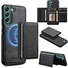 Telefonstödfodral Magnetic Case Compatible with Samsung Galaxy S22 Plus Phone Case With Card Holder,Wallet Case with RFID Blocking [Compatible with MagSafe] Durable Kickstand Shockproof Protective Cov