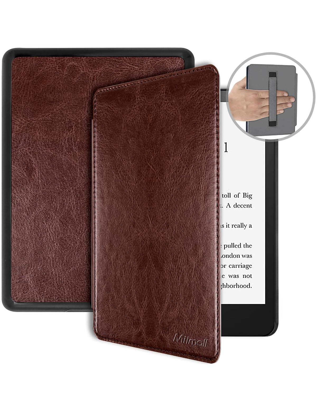 Miimall för Kindle Colorsoft Signature Edition Fodral med Handrem 2024 Ny Kindle Paperwhite 12:e Generationen 7 Tum Läderfodral Stötsäkert Fall black