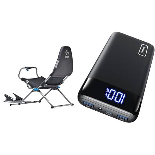 Playseat® Challenge X - Logitech G Edition & Logitech G920 Driving Force Gaming racingratt, dubbelmotorisk feedback, 900 ° räckvidd, racingläderratt, justerbara golvpedaler i rostfritt stål, svart