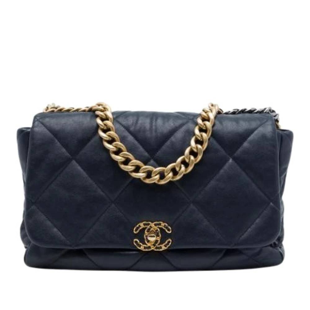 Chanel Vintage Pre-owned Medium 19 Flap Bag - Vintage - Dame - Blå - ONE SIZE - Uld