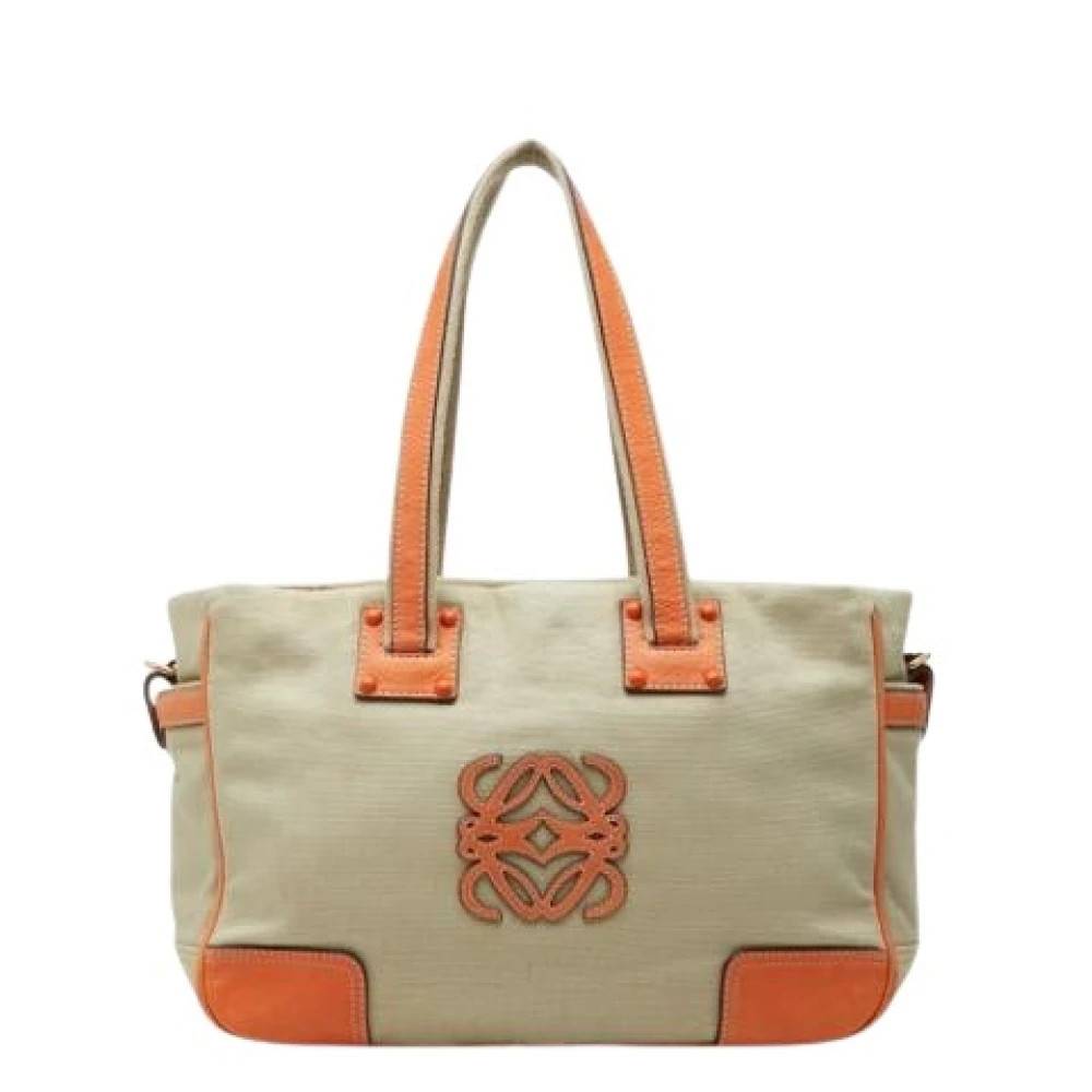 Loewe Pre-owned Pre-owned Canvas Skuldertaske & Tote Bag - Vintage - Dame - Beige - ONE SIZE - Uld