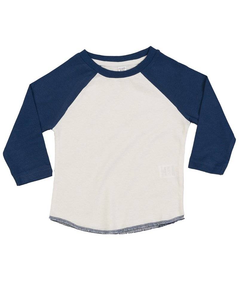 Organic Baby Baseball T-shirt - 18-24 Months / Washed White/ Swiss Navy (18-24 Months)