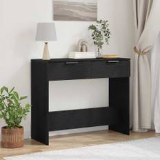 vidaXL Konsolbord med låda Svart ek 90 x 36 x 75 cm Konstruerat trä