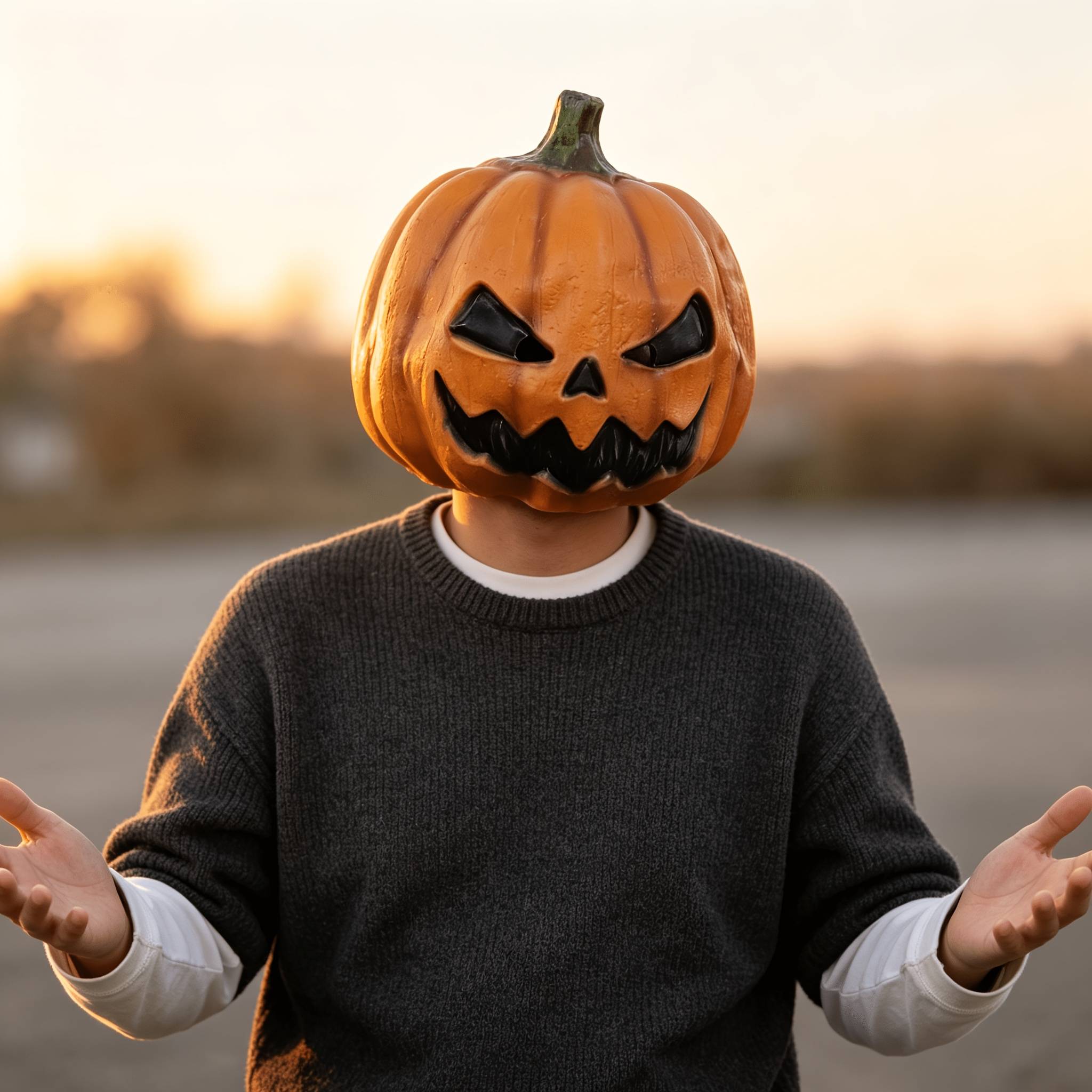 Unisex Adult Latex Pumpkin Mask, Fun Pumpkin Headgear, Halloween Cosplay Costume Accessory, Holiday Party Photo Props