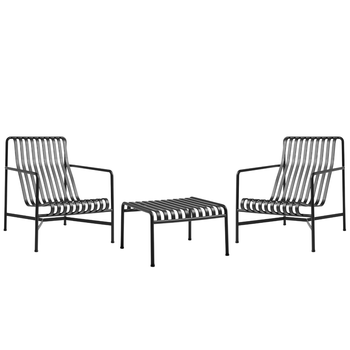 HAY Palissade Sæt 2 x Lounge Chair High og en Ottoman - Anthracite