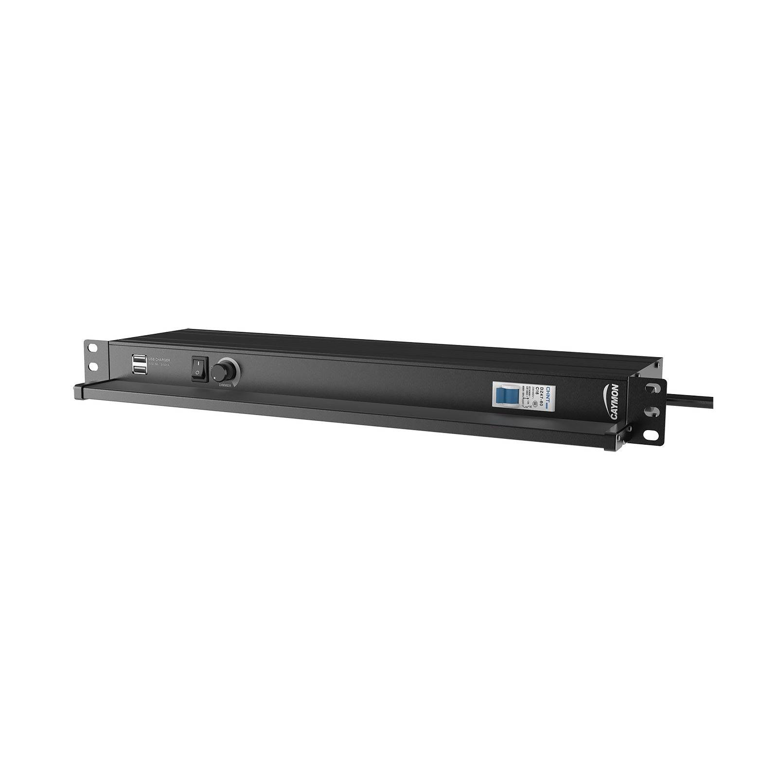 PSR429G/B, 19 tum Schuko rackpanel, belysning, USB-laddare, 9st uttag