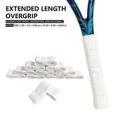 12 st tennisracketgrepp - Svettabsorberande och halkfria, slitstarkt PU-material - Storlek: 1200 x 25 x 0,6 mm - Lämplig för tennis- och badmintonrack - Vitt (En-Storlek)