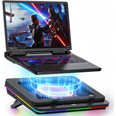 IETS GT600 RGB Laptop Cooling Pad with 5.5" Turbo Fan, Sealed Foam for Rapid Cooling of Laptops, 14.1-19.3" Laptop Cooler with 3-Port USB Hub and Dust Filter, Touch Start