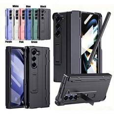 Telefonskyddsfodral 1 st Flerfärgat med gångjärn+skärmskydd+kickstativ,(Bäst Spen handskriftspenna) Robust Stötsäker 360 Fullt skyddande inbyggt front - Multifärgad (Multi-size)