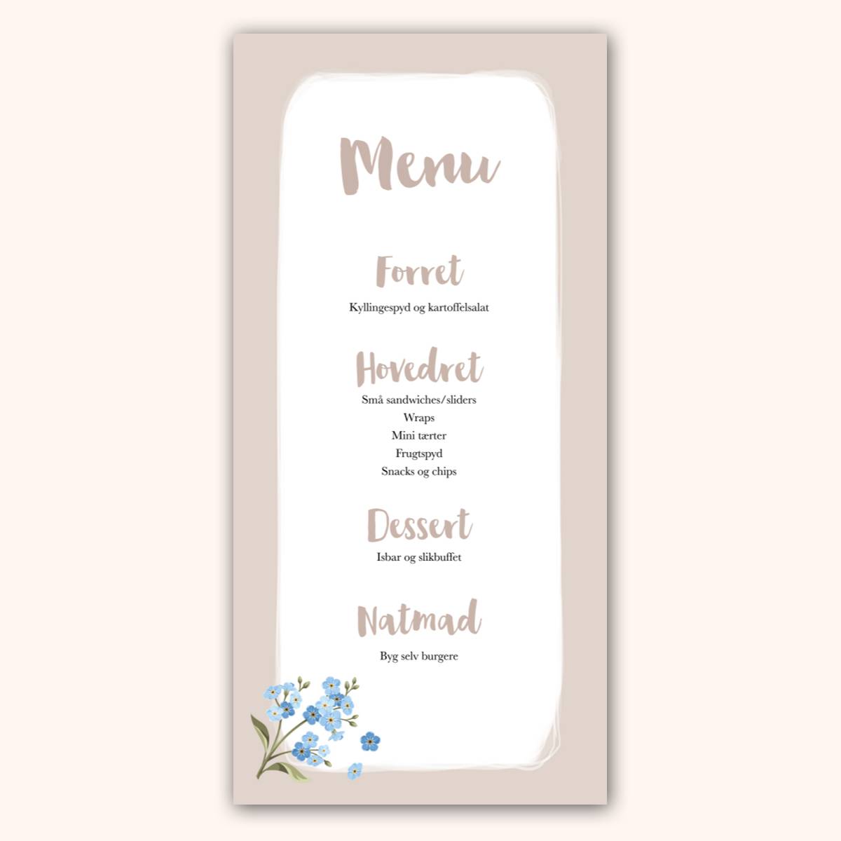 Menukort | Konfirmation | Wildflower White