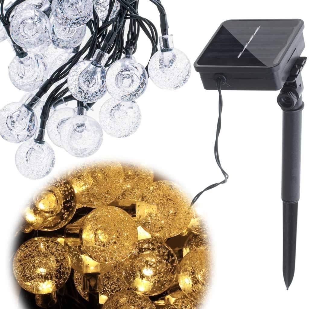 Vattentäta solcells-LED-lampor, 7m, 50 varmvita dioder