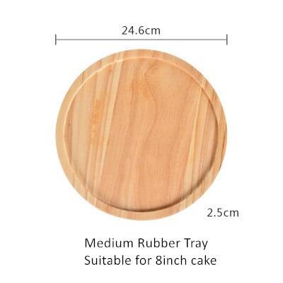 Roterande tårtfat trä födelsedag dessert display bricka fruktfat hushålls serveringsfat bageri gör tårtställ glasskydd - medium gummibricka
