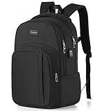 Ryggsäck för män kvinnor för gymnasiet, medier och universitet, Svart, 15.6", Ryggsäck
