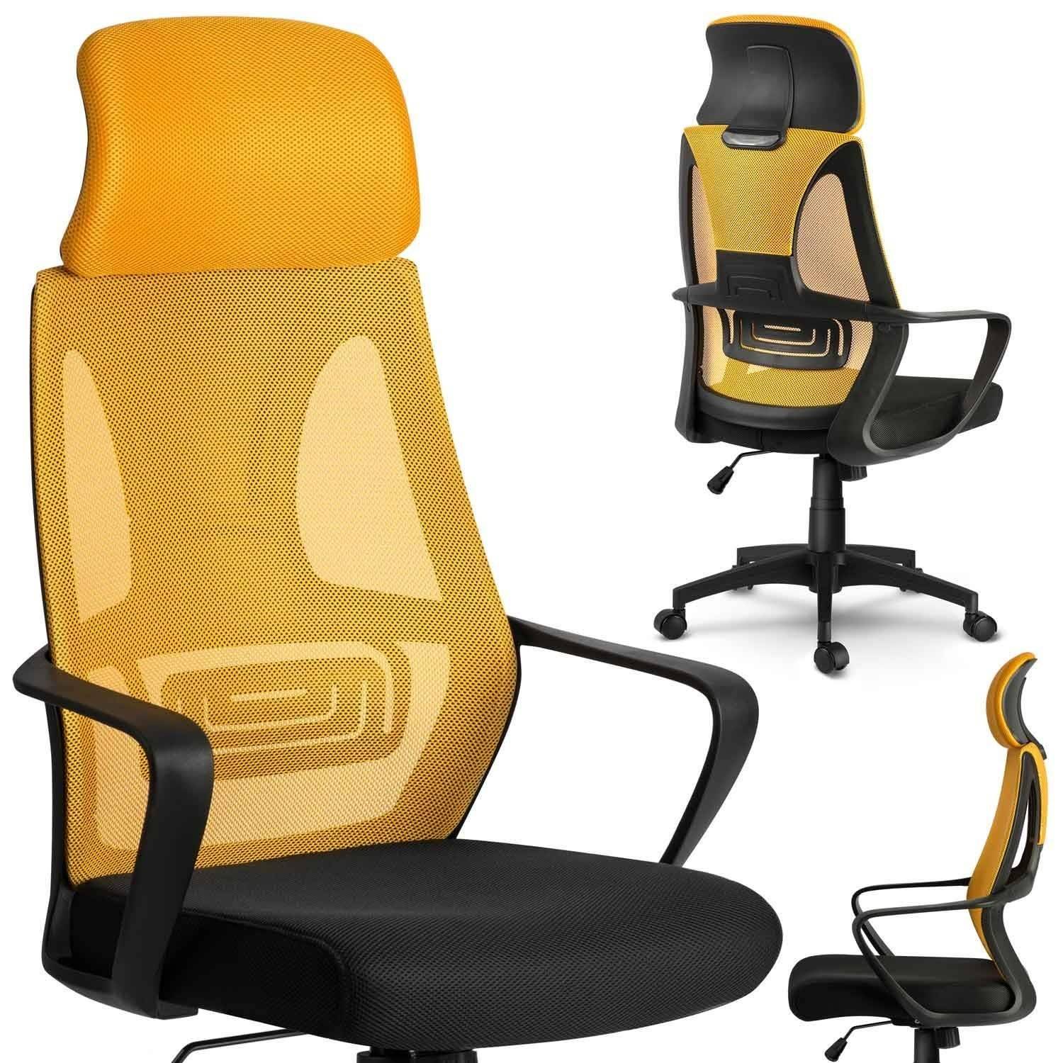 Ergonomisk kontorstol med micro mesh Praga - Gul