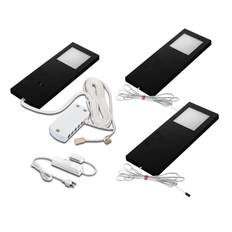 LED Slim-Pad F underskabslampe 3 stk. 3.000 K sort