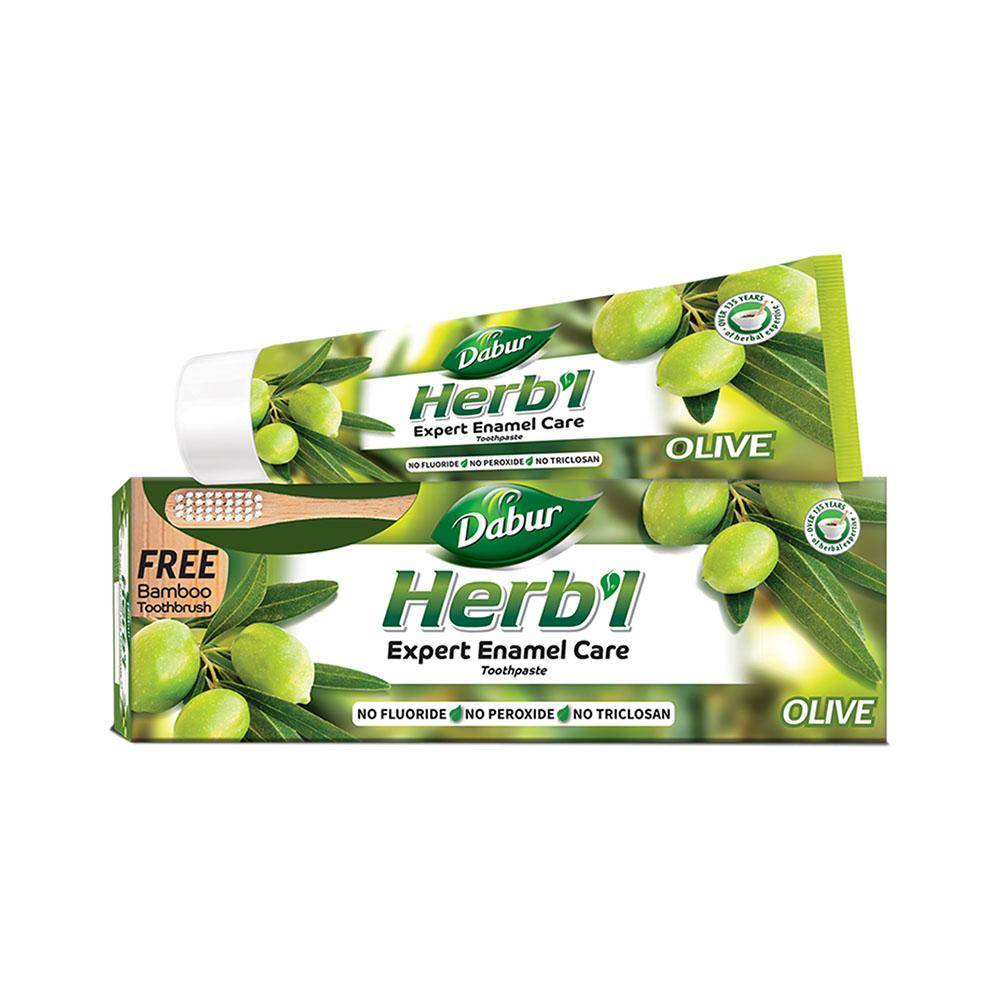 Expert Emaljvård Tandkräm 150g + GRATIS Tandborste Dabur Herb'l Oliv 1 unit