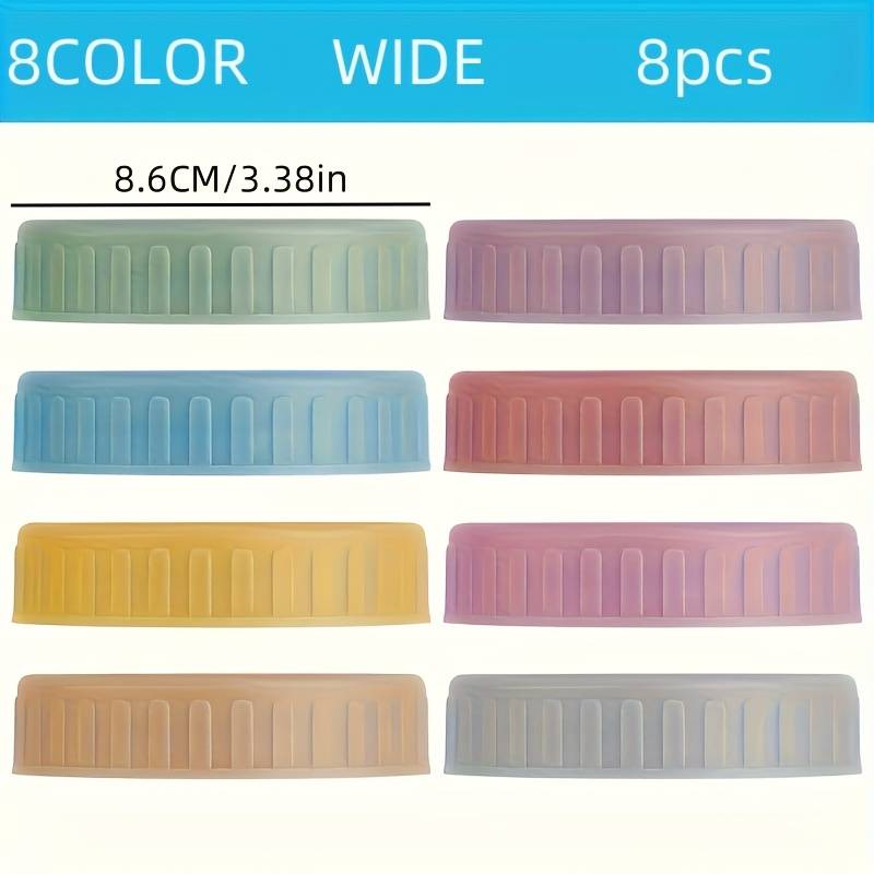 TEMU 8pcs Leak-proof 7cm & 8.6cm Mason Jar Lids - Colorful Plastic Regular Mouth Can Lids With Sealing Rings, Reusable For Canning Jars And Lidded Glass Jars