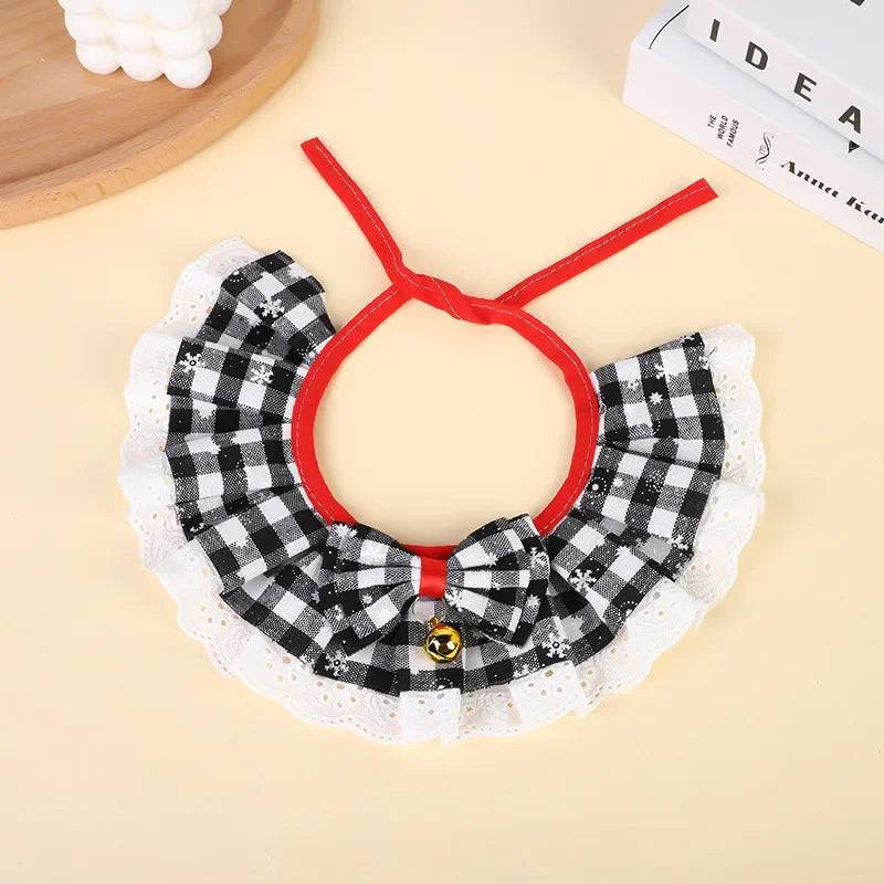 Christmas Cat Collar with Bells - Washable Bandana Scarf for Small Dogs and Cats - Black / XS（old） (XS（old）)