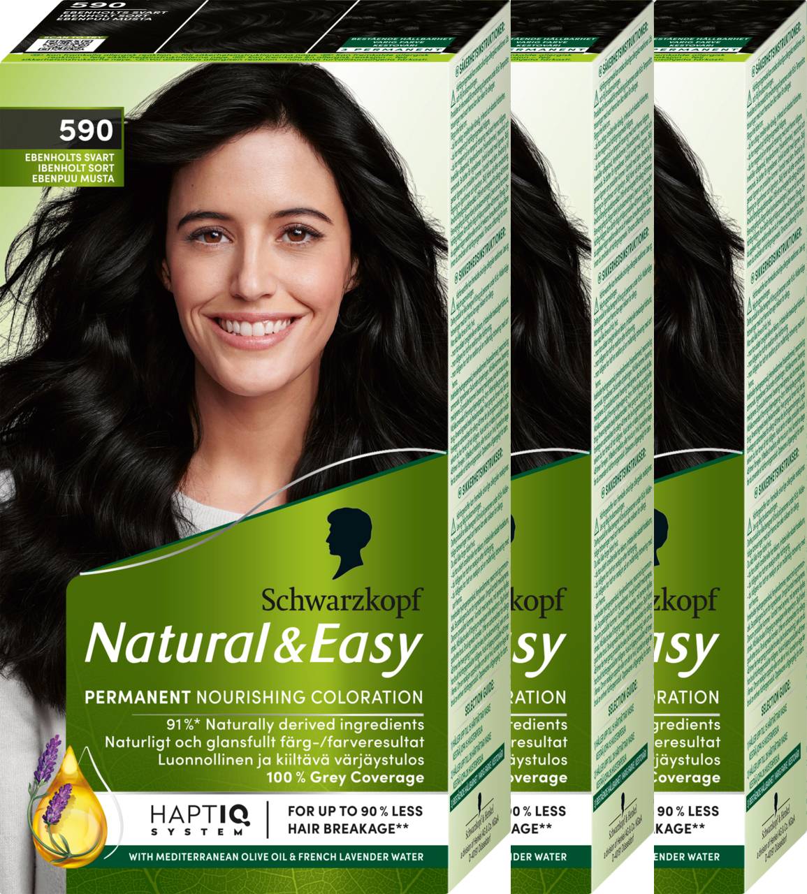 Schwarzkopf Schwarzkopf Natural&Easy 590 Ebenholts Svart 3-pack