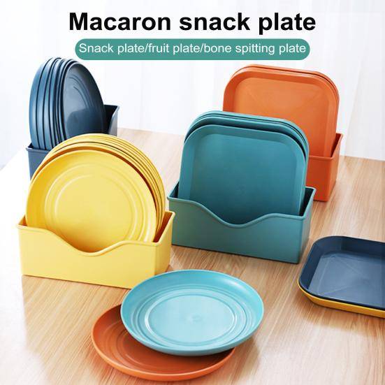8st lätta plasttallrikar Okrossbara Återanvändbara mattallrikar Diskmaskinssäkra Färgglada tallrikar för kök Vardagscampingtallrikar orange